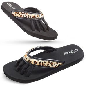 Women's Black and Leopard Pedi Sandals